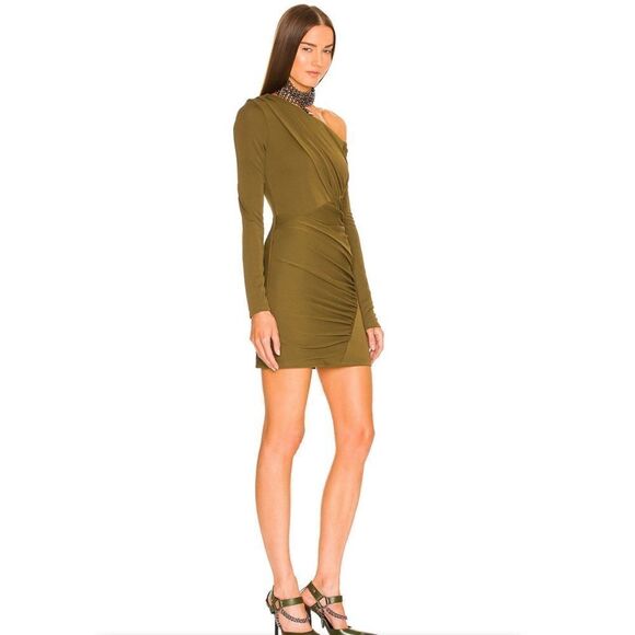 Dundas x Revolve Atlas Mini Dress in Khaki Green - Picture 2 of 9